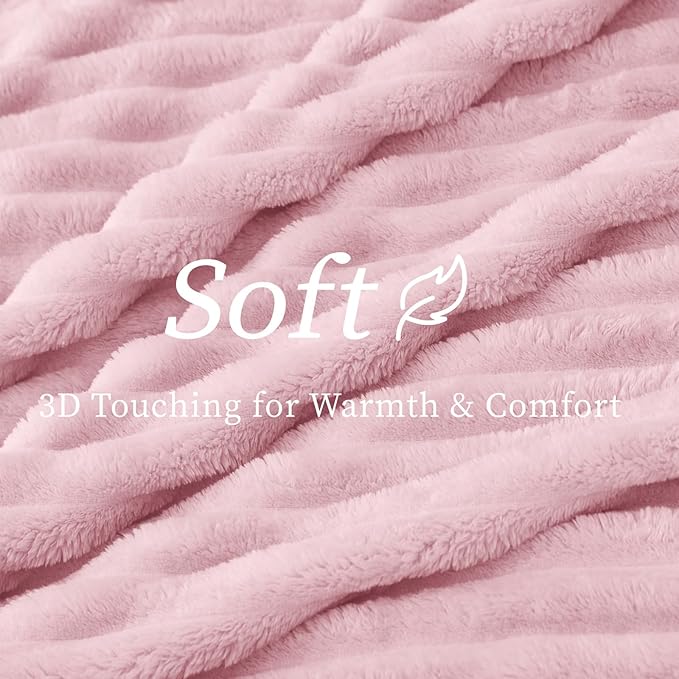 BEDELITE Striped Fleece Throw Blanket, Cherry Blossom, Soft Cozy, Lightweight - Image 3