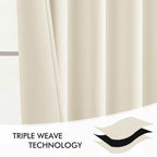 MIULEE Beige White Back Tab Blackout Curtains 52x102 Inch Long 2 Panels Set | - Image 7