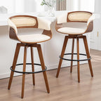 Set of 2 Rattan Swivel Bar Stools by KUNZENTLIVING
