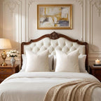 GIGIZAZA Velvet Pillow Covers 26x26 Decorative Pillows Pack of 2 Ivory | Beige - Image 6