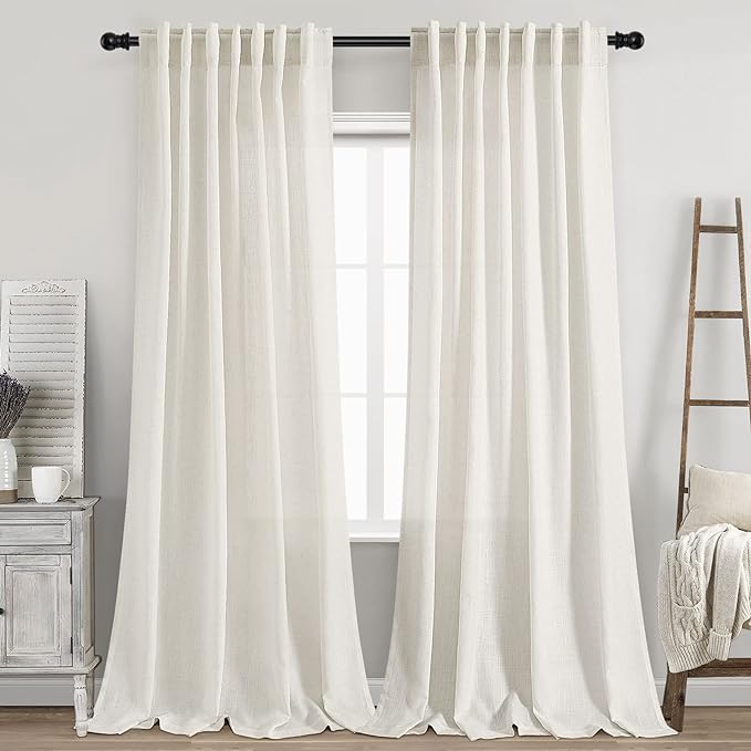 Semi Sheer Linen Curtains 90 Inches Long by Nanspring