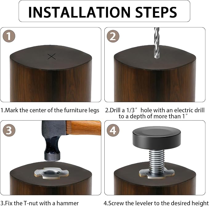 M6 Thread Leveling Feet, Adjustable Furniture Feet Threaded Screw in, Table - Image 6
