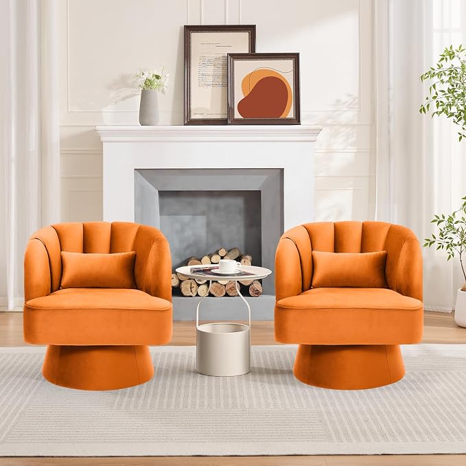 Garvee Ultra-Plush Swivel Accent Chair, 360° Barrel Lounge Chair - Image 7