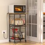 ThreeHio Rolling Kitchen Microwave Cart, 3 Tier Microwave Table Stand - Image 7