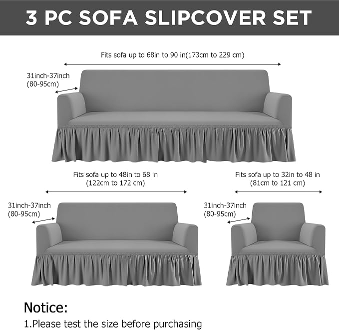 Fanfanwin 3 Pcs Sofa Slipcover Set - Image 2