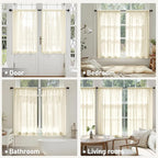 MIULEE Light Cream Sheer Curtains 63 Inches Long 4 Panels 42 x 63 Inches | - Image 6
