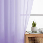 Simplebrand Lavender Sheer Curtains 63 Inch Length 2 Panels, Rod Pocket Solid - Image 3
