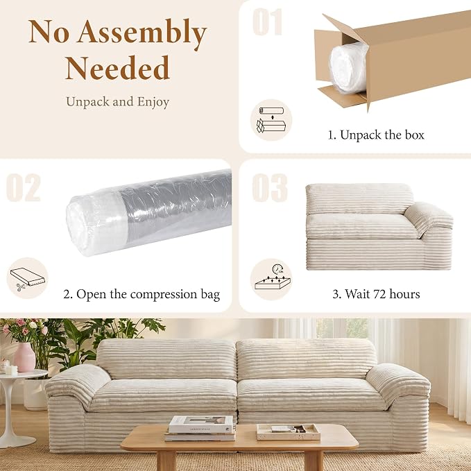 Vesgantti 118" Modular Sectional Couch, Comfy Corduroy Upholstered Cloud Couches - Image 8