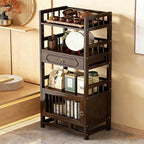 Bamboo Storage Cabinet with Drawer, Tea Set/Book/Decorative Items Storage Rack by Unknown