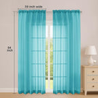 Sheer Curtains 84 Inches Long 2 Panels Set, Sheer Turquoise Curtains - Image 2