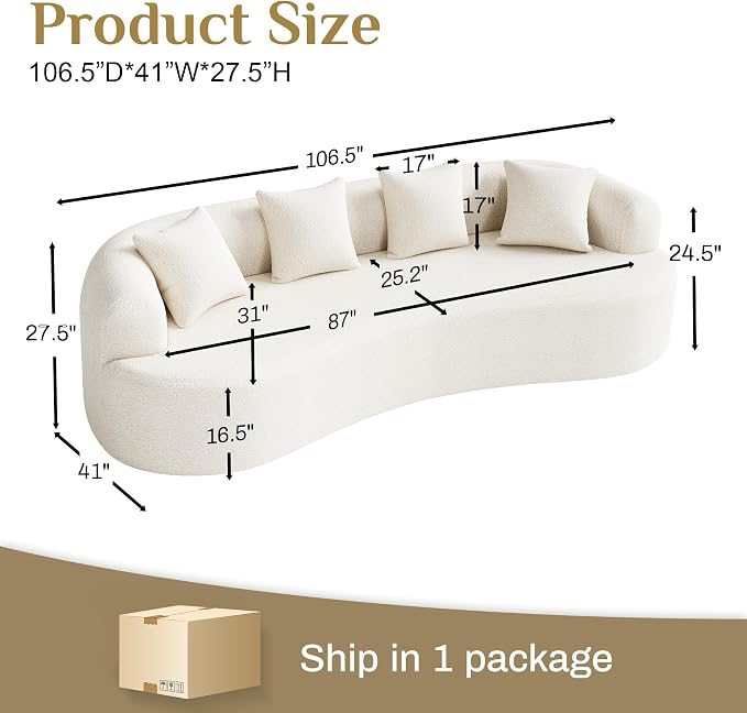 Oversized Sectional Sofa for Living Room, Modern Luxury Plush Chenille 4-Seater - Image 2