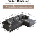 95" Cloud Sectional Couch with L-Shape Chaise, Modular Comfy Sofa Chaise Longue - Image 2