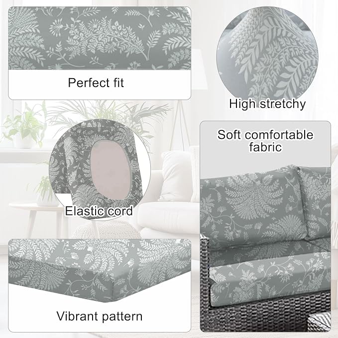 CALBODE Ourdoor Cushion Covers Waterproof Set of 12 Floral Printed Stretch - Image 3
