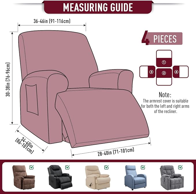 TAOCOCO Oversized Recliner Chair Covers, 1 Seater Streach Recliner Covers Soft - Image 4