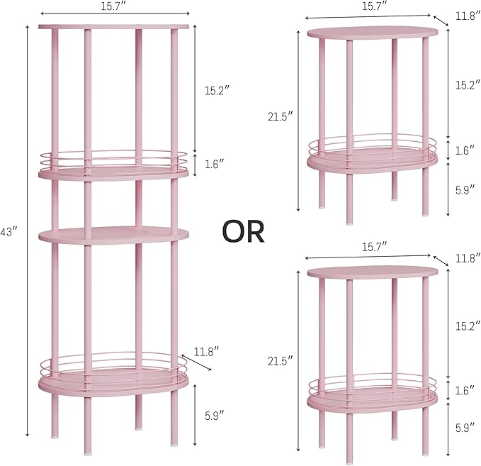 Pink Side Table Set of 2, Small Modern Round Side Table - Image 3