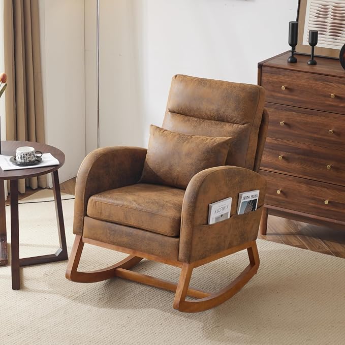 VINGLI Rustic Microfiber Nursing Rocking Chair by VINGLI