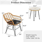 Tangkula 3 Pieces Patio Bistro Set, Rattan Conversation Set - Image 5