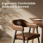 HNY Modern Dining Room Arm Chairs Set of 2, Retro Faux Leather Upholstered - Image 4