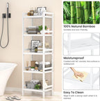 Homykic Bamboo Bookshelf, 5-Tier Narrow 55.9” Adjustable Book Shelf Bookcase - Image 6