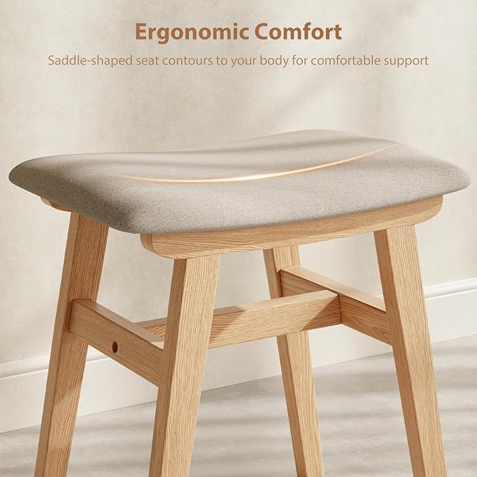 Muwuele Solid Wood Vanity Stool, Compact Makeup Chair - Image 5