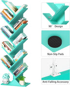 SHEEPAM 10 Tier Tree Book Shelf, Floor Standing Wood Bookshelf - Image 7