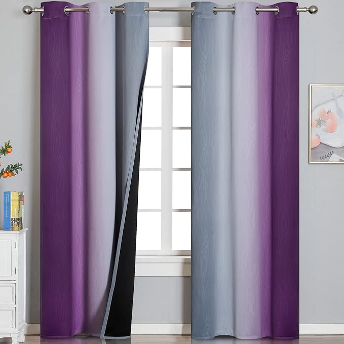 Purple and Grey Ombre Blackout Curtains by ESTELARTEXTILER