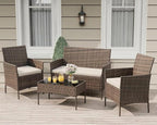 4-Piece Outdoor Furniture Set, PE Rattan Wicker Chairs - Image 8