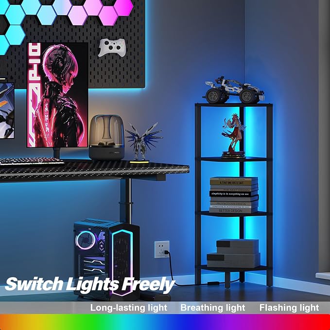 TUTOTAK Corner Shelf, 4-Tier Corner Bookshelf - Image 3