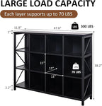 12 Cube Storage Organizer Bookshelf, Industrial Horizontal Bookcase, Accent - Image 2