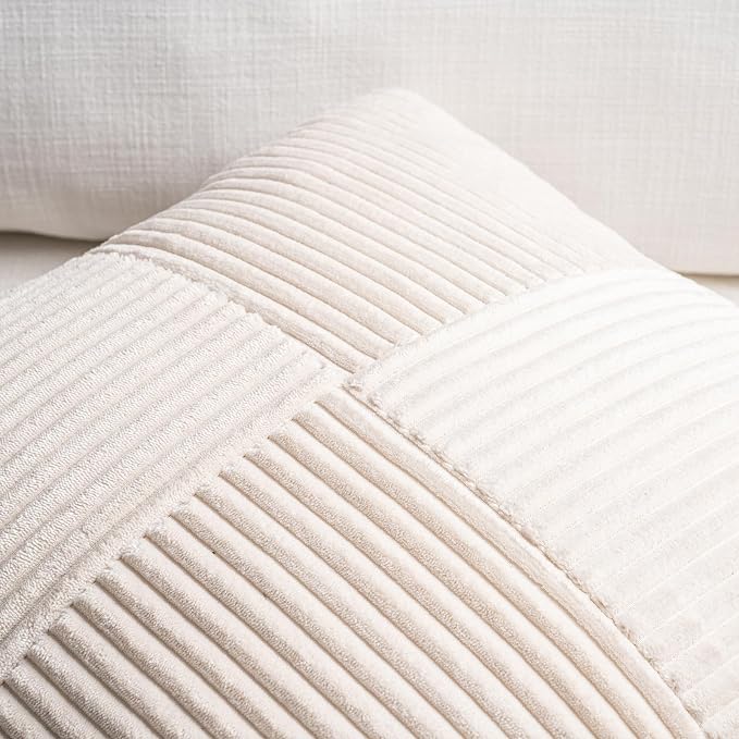 Fancy Homi Set of 2 Cream Boho Long Lumbar Body Decorative Throw Pillow Cover - Image 3
