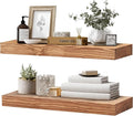 24x8x1.6 inch Floating Shelves Set of 2 – Solid Wood Rustic Oak Wall Mounted by YLYHSST