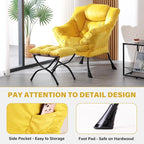 Tiita Lazy Chair with Ottoman, Comfy Leisure Sofa Reading Chair with Footrest - Image 5