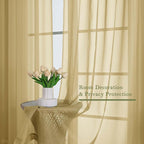 Gold Sheer Curtains 108 Inches Long 2 Panels, Dual Rod Pocket Light Filtering - Image 7