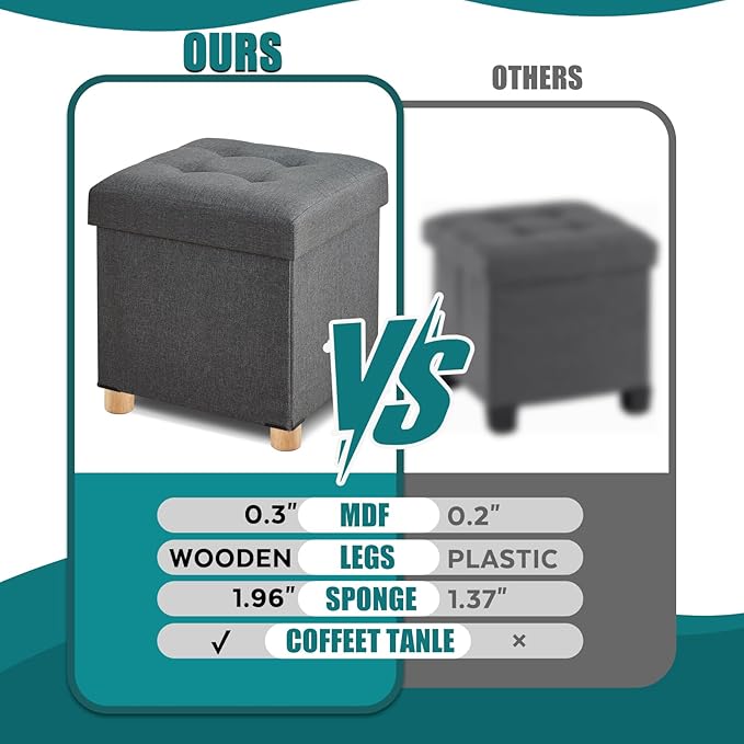 BRIAN & DANY Ottoman with Storage, Square Storage Ottoman - Image 4