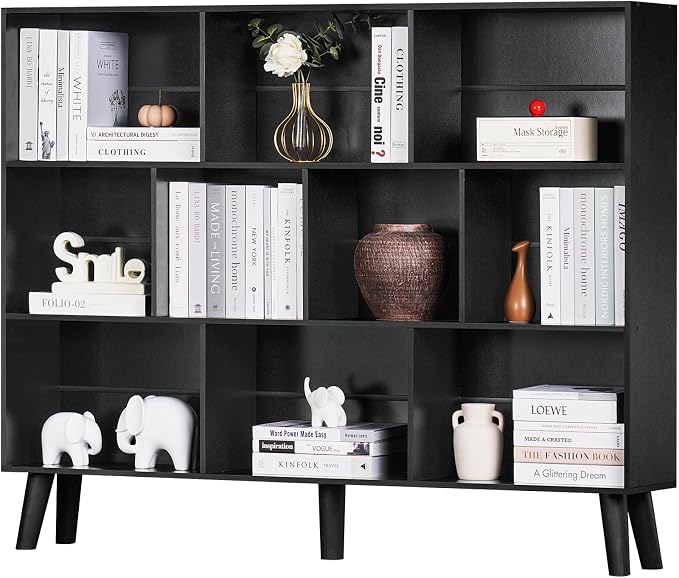 YAHARBO 10 Cube Large Bookshelf, 3 Tier Bookcase by YAHARBO