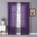 Tollpiz Sheer Curtains Linen Textured Bedroom Curtain Sheers Light Filtering by Tollpiz