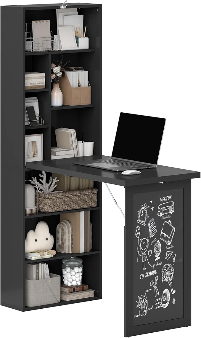 HOMCOM Foldable Convertible Writing Table, Wall Mounted Space-Saving Computer by HOMCOM