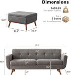 Tbfit Mid Century Modern Sofa Couch, Standard Sofa & Ottoman | linen fabric - Image 2
