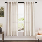 Beige Linen Semi Sheer Curtains 72 Inch Length by Nanspring