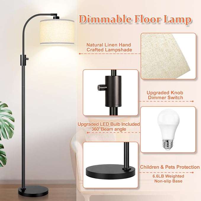 Nintiue Upgraded Modern Arc Dimmable Tall Standing Floor Lamp - Image 4
