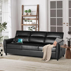 STHOUYN 85” Black Faux Leather Couch - Image 7