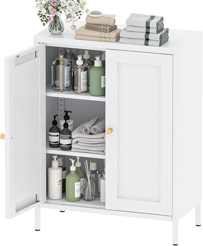 YAUWOH Metal Bathroom Storage Cabinet, Bathroom Floor Storage Cabinet by YAUWOHFactoryOutletsColorfulMetalFurniture
