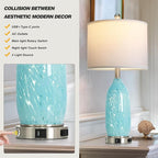 Rinweey 26" Bule Glass Table Lamps Set of 2, Nautical lamp - Image 6