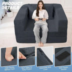 Futon Sofa Bed with Pillow, 3-in-1 Sleeper Sofa Bed with Removable Cover - Image 8