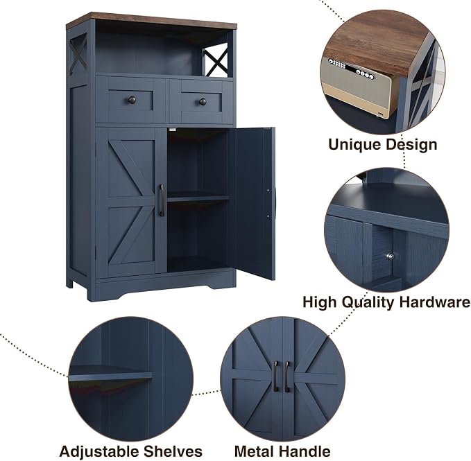 Befrases Farmhouse Blue Storage Cabinet - Image 7
