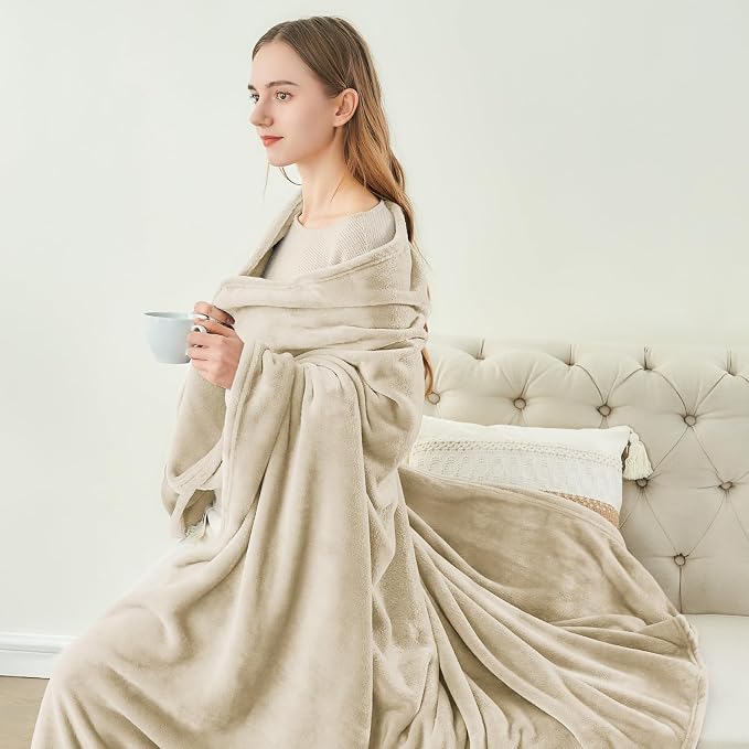 BEDELITE Fleece Blanket Soft Plush Queen Size Bed Blanket Linen 90"x90" | Ultra - Image 8