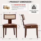 HNY Mid Century Modern Rattan Dining Chairs Set of 6, Farmhouse PU Leather - Image 2