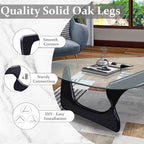 35.8" Modern Coffee Table, Triangle Tempered Glass & Sturdy Solid Legs - Image 4