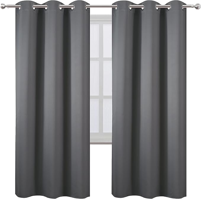 Grey Thermal Blackout Curtains/42 x 72 Inch/Set of 2 Panels Room Darkening - Image 2