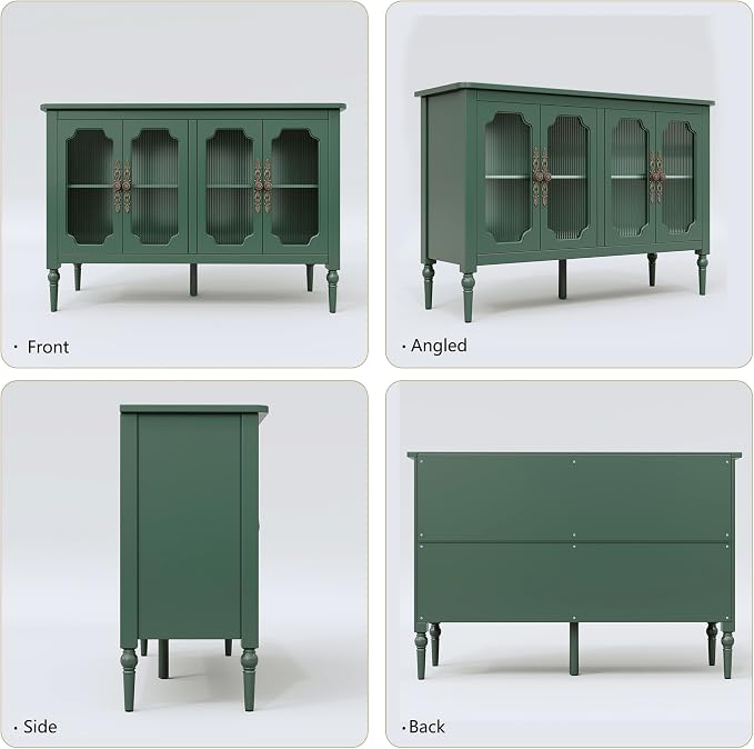 Vintage Buffet Sideboard with 4 Glass Doors, Deractive Crezada - Image 8